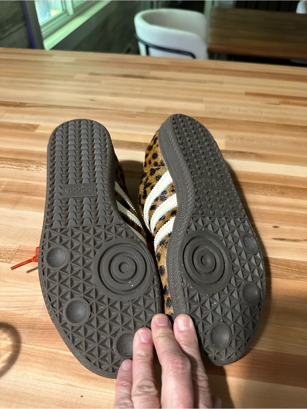 adidas womens Leopard-Print Sneakers with Red and white laces. - Picture 3 of 4